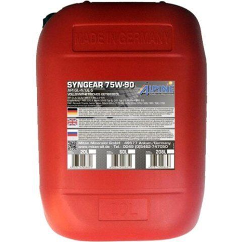 Alpine Syngear GL-4 / 5 MT-1 75W-90, 20 л (074520) синтетическое трансмиссионное масло фото