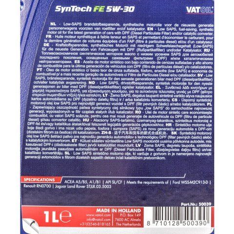 Vatoil SynTech FE 5W-30 1 л, (50039) моторна олива фото