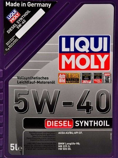 Liqui Moly Diesel Synthoil 5W-40 5 л, (1927) моторное масло фото