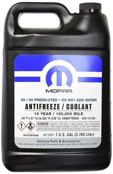 Mopar Antifreeze Coolant -37С, 3,785 л (68163849AB) готовый антифриз фото