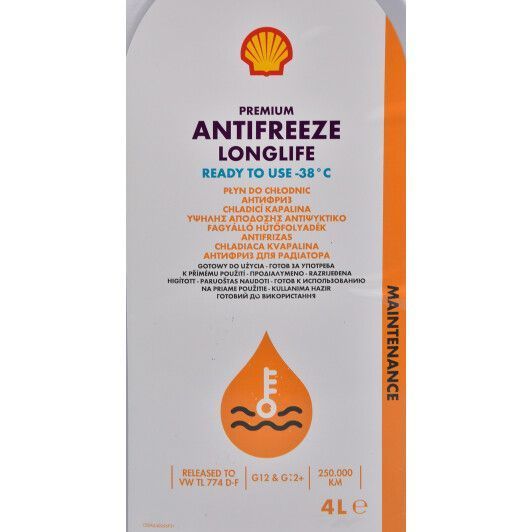 Готовий антифриз Shell Premium Long Life G12+ червоний -38 &deg;C фото
