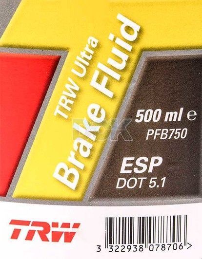 TRW DOT 5.1 ESP, 0,5 л (PFB750) гальмівна рідина пластикова тара фото