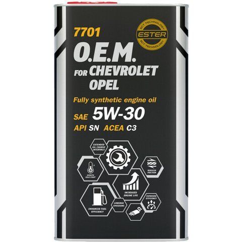 Mannol OEM For Chevrolet Opel (MetaL) 5W-30 4 л, (MN7701-4ME) моторна олива фото
