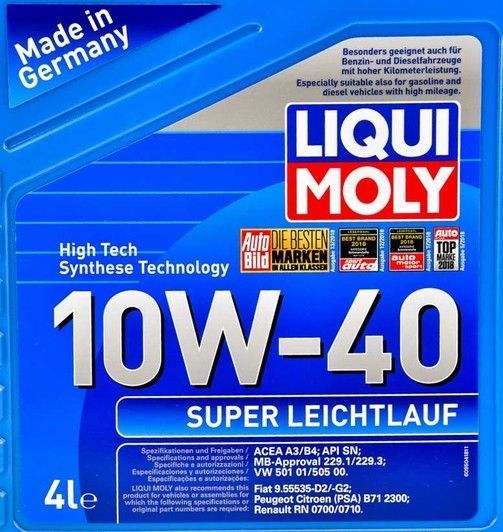 Liqui Moly Super Leichtlauf 10W-40 4 л, (1916) моторна олива фото