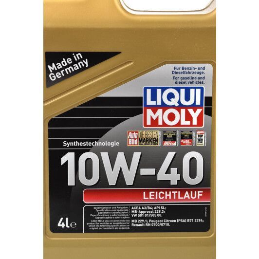 Liqui Moly Leichtlauf 10W-40 4 л, (9501) моторное масло фото