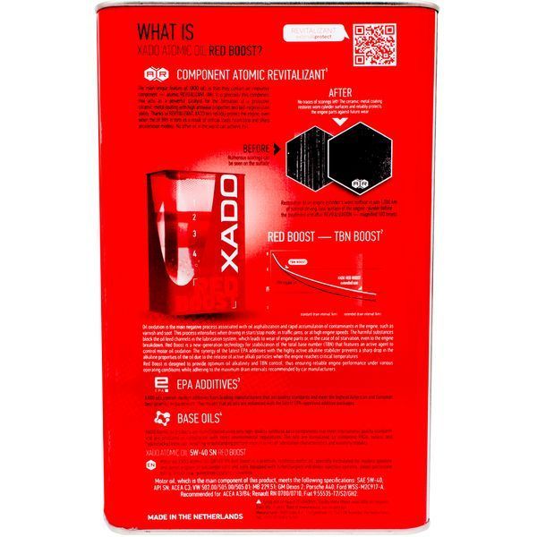 XADO Atomic Oil SN Red Boost 5W-40, 4 л (ХА26269) моторна олива фото