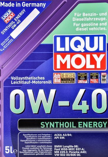 Liqui Moly Synthoil Energy 0W-40 5 л, (1923) моторна олива фото