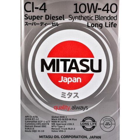 Mitasu Super LL Diesel CI-4 10W-40 4 л, (MJ-222-4) моторное масло фото