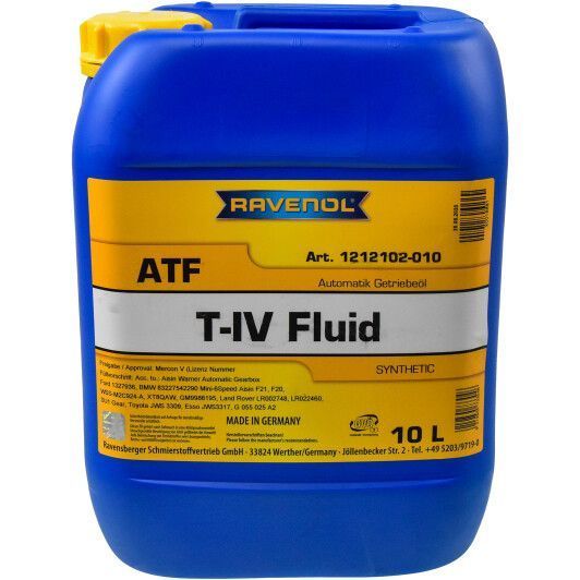 Ravenol ATF T-IV Fluid, 10 л (1212102010) трансмиссионное масло фото