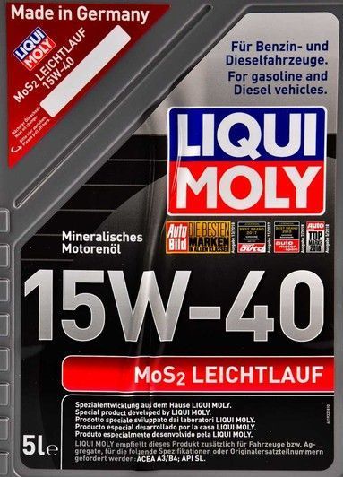 Liqui Moly MoS2 Leichtlauf 15W-40 5 л, (1933) моторна олива фото
