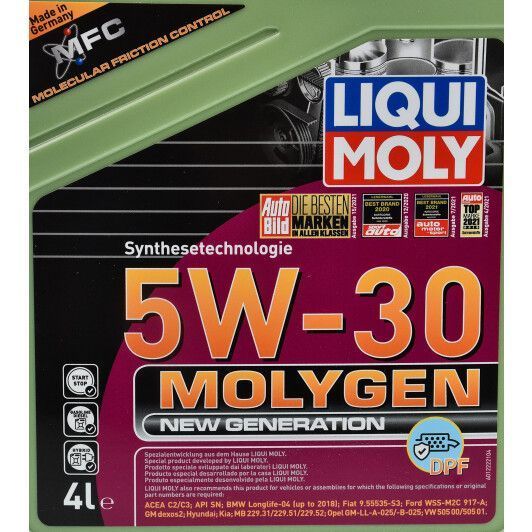 Liqui Moly Molygen New Generation DPF 5W-30 4 л, (21225) моторное масло фото