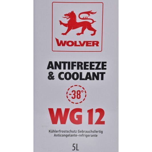 Готовий антифриз Wolver Antifreeze & Coolant WG12 G12 червоний -38 &deg;C фото