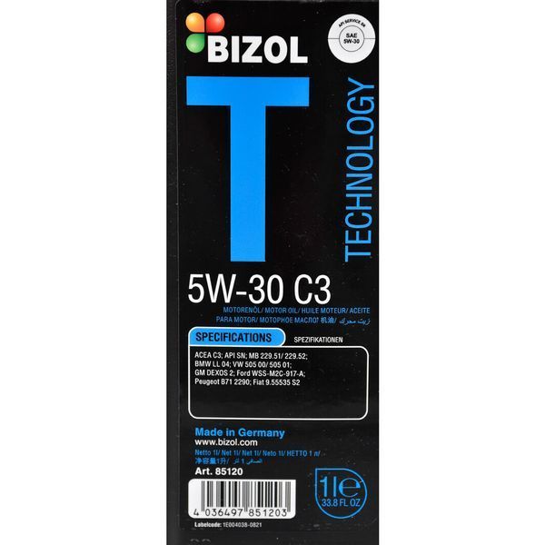 Bizol Technology C3 5W-30 1 л, (B85120) моторное масло фото