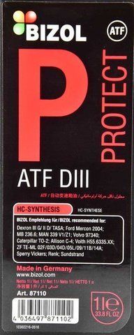 Bizol Protect ATF DIII, 1 л (b87110) мінеральна трансмісійна олива фото