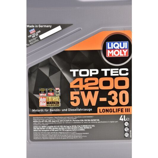 Liqui Moly Top Tec 4200 5W-30 4 л, (3715) моторное масло фото