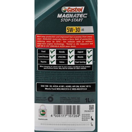 Castrol Magnatec Stop-start A5 5W-30 1 л, (CASMAGN5W30A51L) моторное масло фото