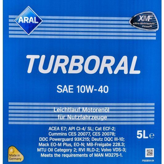 Aral Turboral 10W-40, 5 л (22105) моторное масло фото