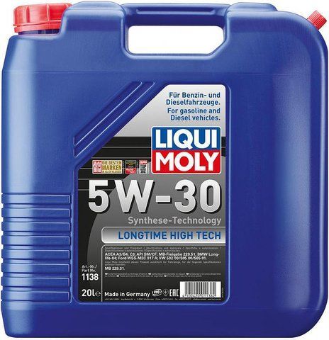 Liqui Moly Longtime High Tech 5W-30, 20 л (1138) моторное масло фото