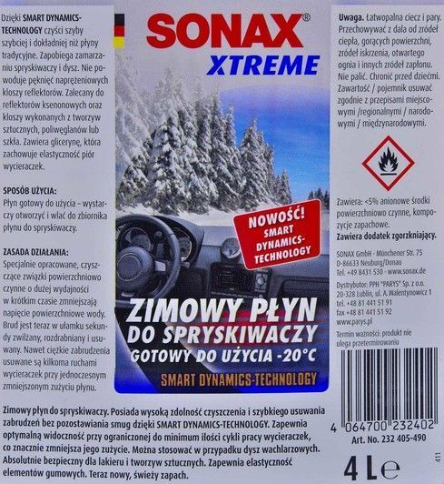 Sonax Xtreme NanoPro зимовий -20&deg;С 4 л, (232405) омивач фото