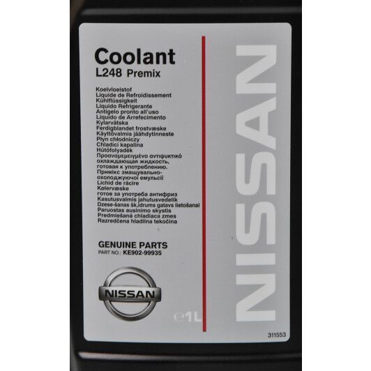 Nissan Coolant L248 Premix G11 зеленый -38 &deg;C, 1 л (KE90299935) готовый антифриз фото