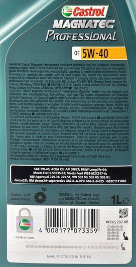 Castrol Professional Magnatec OE 5W-40 1 л, (EBMAPOE5412X1) моторное масло фото