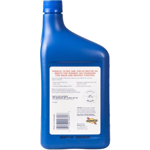 Sunoco Ultra 10W-40, 0.946 л (721008) моторна олива фото