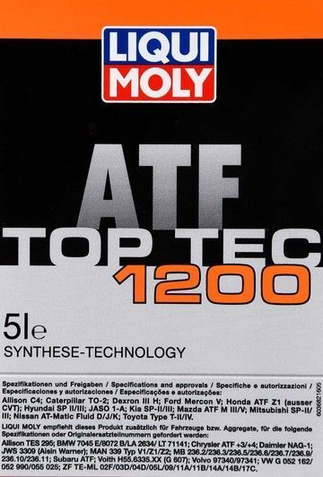 Liqui Moly TOP TEC ATF 1200, 5 л (8040) синтетическое трансмиссионное масло фото