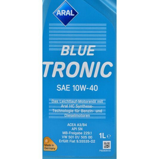Aral BlueTronic 10W-40, 1 л (20488) моторное масло фото