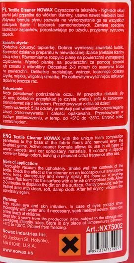Очисник салону Nowax Textile Cleaner 750 мл NX75002 фото