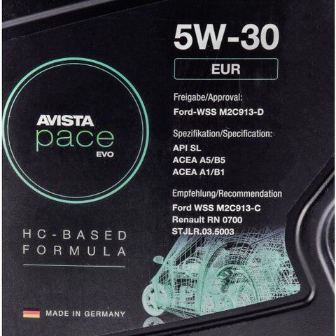 AVISTA Pace EVO EUR 5W-30 5 л, (150782) моторное масло фото
