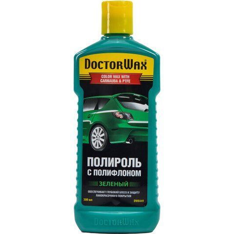 Цветной полироль для кузова DoctorWax С Полифлоном (Зеленый) зеленый фото