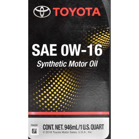 Toyota Motor Oil 0W-16 1 л, (0027916qte) моторное масло фото