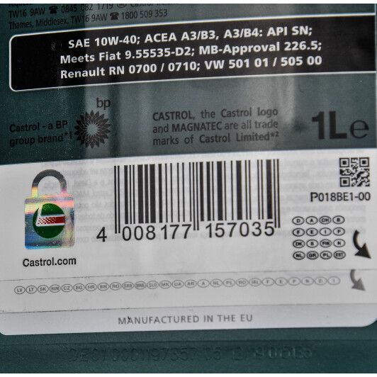 Castrol Magnatec A/B 10W-40 1 л, (15CA1E) моторное масло фото