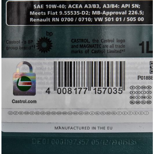 Castrol Magnatec A/B 10W-40 1 л, (15CA1E) моторное масло фото