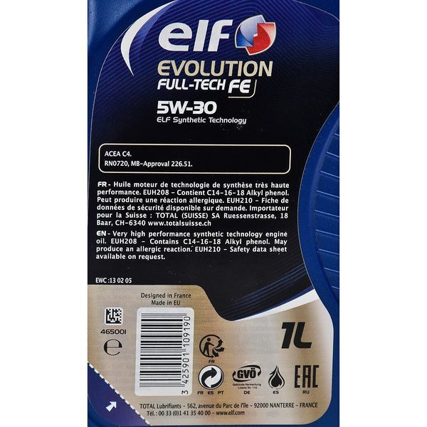 Elf Evolution Full-Tech FE 5W-30 1 л, (213933) моторное масло фото