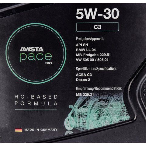 AVISTA Pace EVO C3 5W-30 5 л, (173503) моторное масло фото