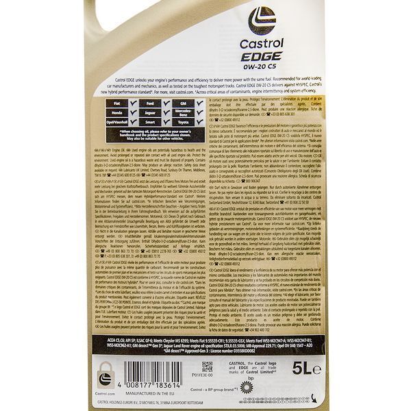 Castrol Professional EDGE C5 0W-20 5 л, (15F6EB) моторное масло фото