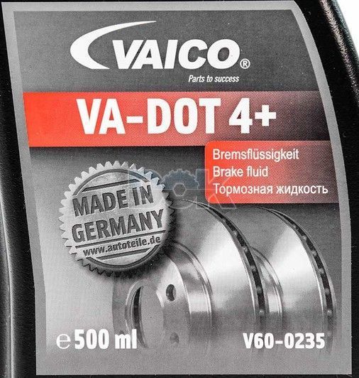 Vaico DOT 4+, 0,5 л (v600235) гальмівна рідина пластикова тара фото