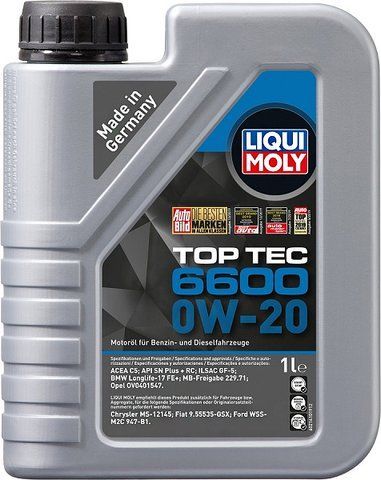Liqui Moly Top Tec 6600 0W-20, 1 л (21410) моторное масло фото