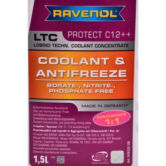 Ravenol ?LTC Protect C12++ G12++ фиолетовый, 1,5 л концентрат антифриза фото