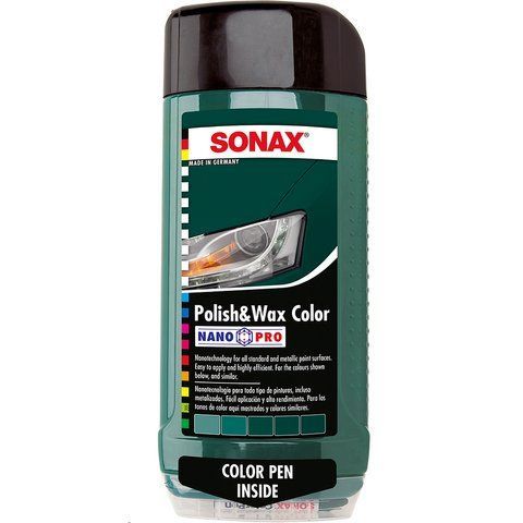 Sonax Polish & Wax Color NanoPro зеленый, 500 мл (296700) цветной полироль с воском фото