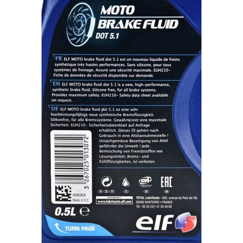 Elf Brake Fluid DOT 5.1, 0,5 л (ELFDOT5105) гальмівна рідина пластикова тара фото