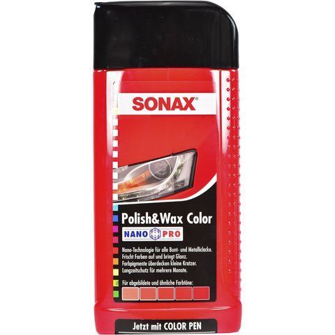 Sonax Polish & Wax Color NanoPro красный, 500 мл (296400) цветной полироль для кузова фото
