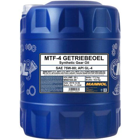 Mannol MTF-4 Getriebeoel GL-4 75W-80, 20 л (MN8104-20) синтетична трансмісійна олива фото