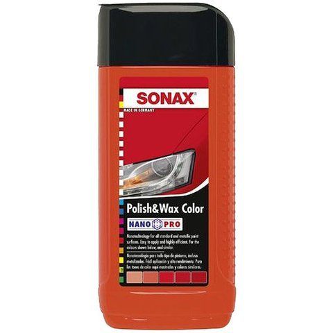Sonax Polish & Wax Color NanoPro красный, 250 мл (296441) цветной полироль для кузова фото