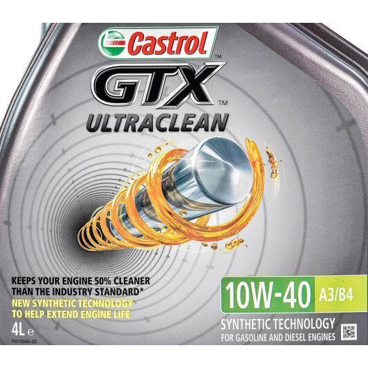 Castrol GTX Ultraclean A3/B4 10W-40 4 л, (CASGTX10W40A3B44L) моторное масло фото