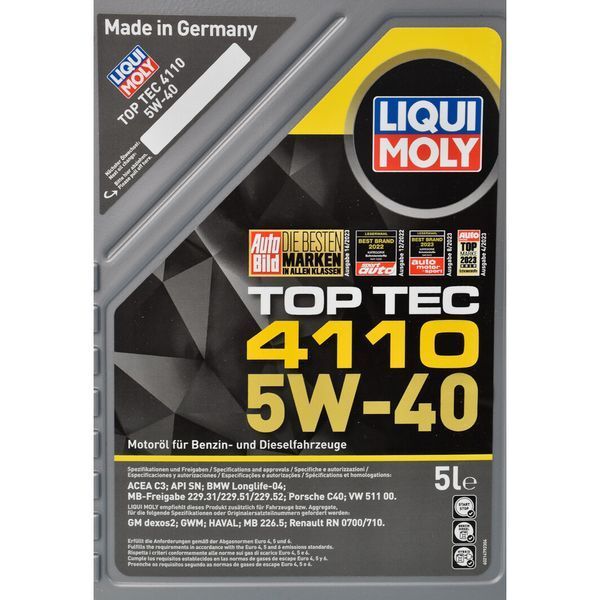 Liqui Moly Top Tec 4110 5W-40, 5 л (21479) моторное масло фото