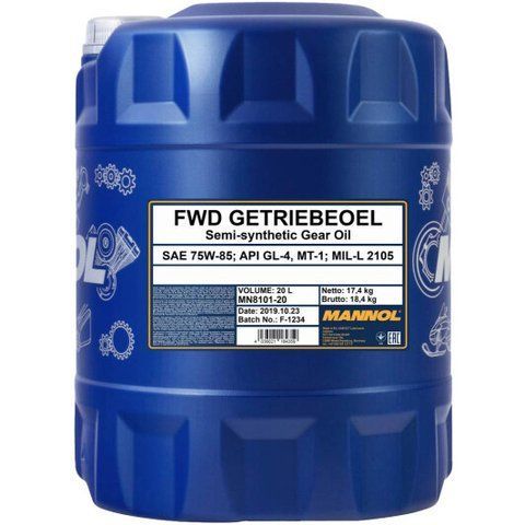 Mannol FWD Getriebeoel GL-4 MT-1 75W-85, 20 л (MN8101-20) напівсинтетична трансмісійна олива фото