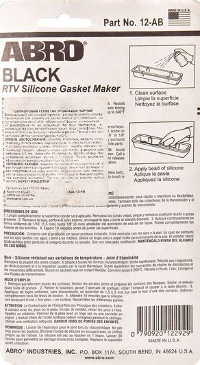 ABRO Gasket Maker (USA) чорний формувач прокладок, 85 мл (12AB85) фото