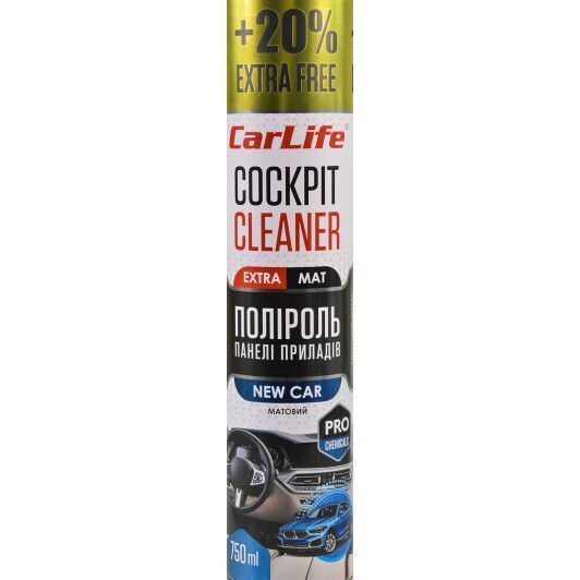 Поліроль для салону Carlife Cockpit Cleaner Extra Mat нова машина 750 мл CF774 фото